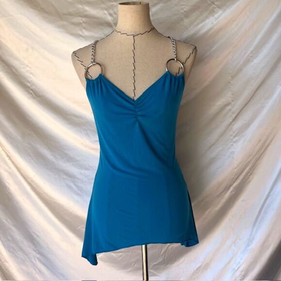 Y2k Blue halter top with chains - Picture 2 of 7